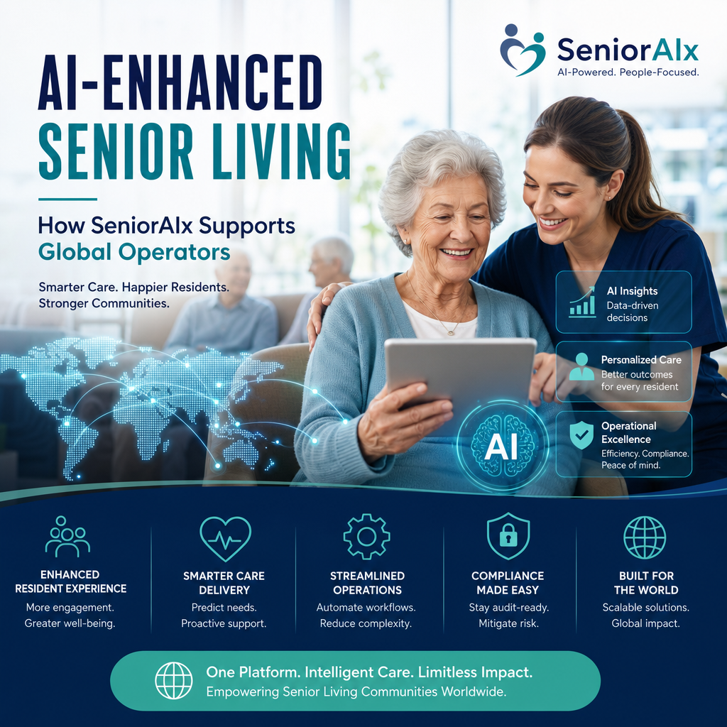 Illustration of AI-Enhanced Senior Living: How SeniorAIx Supports Global Operators