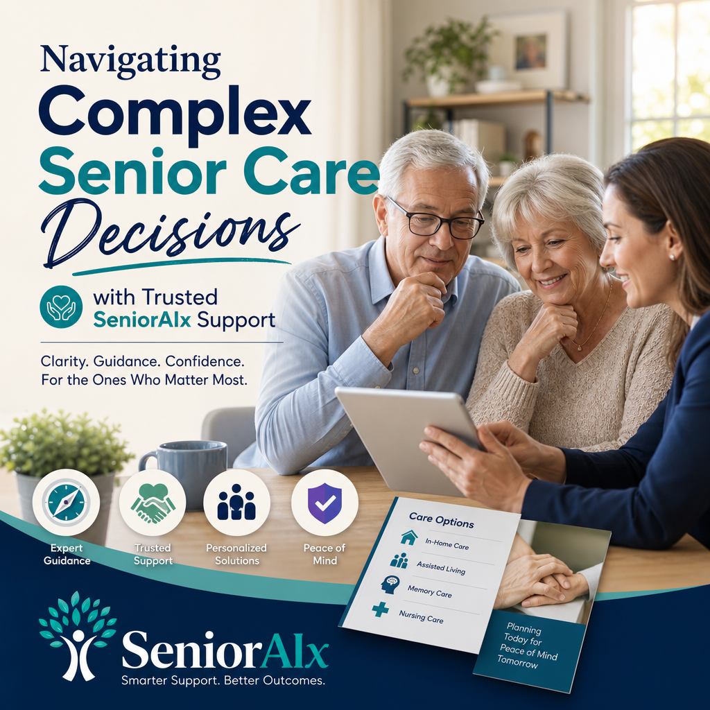 Illustration of Navigating Complex Senior Care Decisions with Trusted SeniorAIx Support